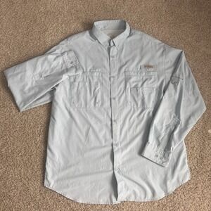 Columbia Mens PFG Omni-Shade Long Sleeve Button Up Vented Fishing Shirt Large